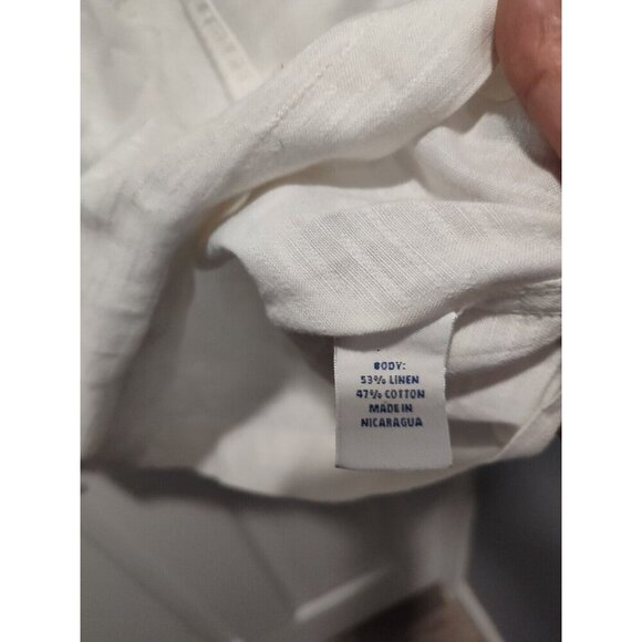 Caribbean White Button Up LINEN Blend Shirt Casual Coastal Tropical Beach XXL - Picture 6 of 10